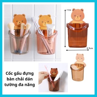 Cốc hình gấu đựng bàn chải dán tường đa năng