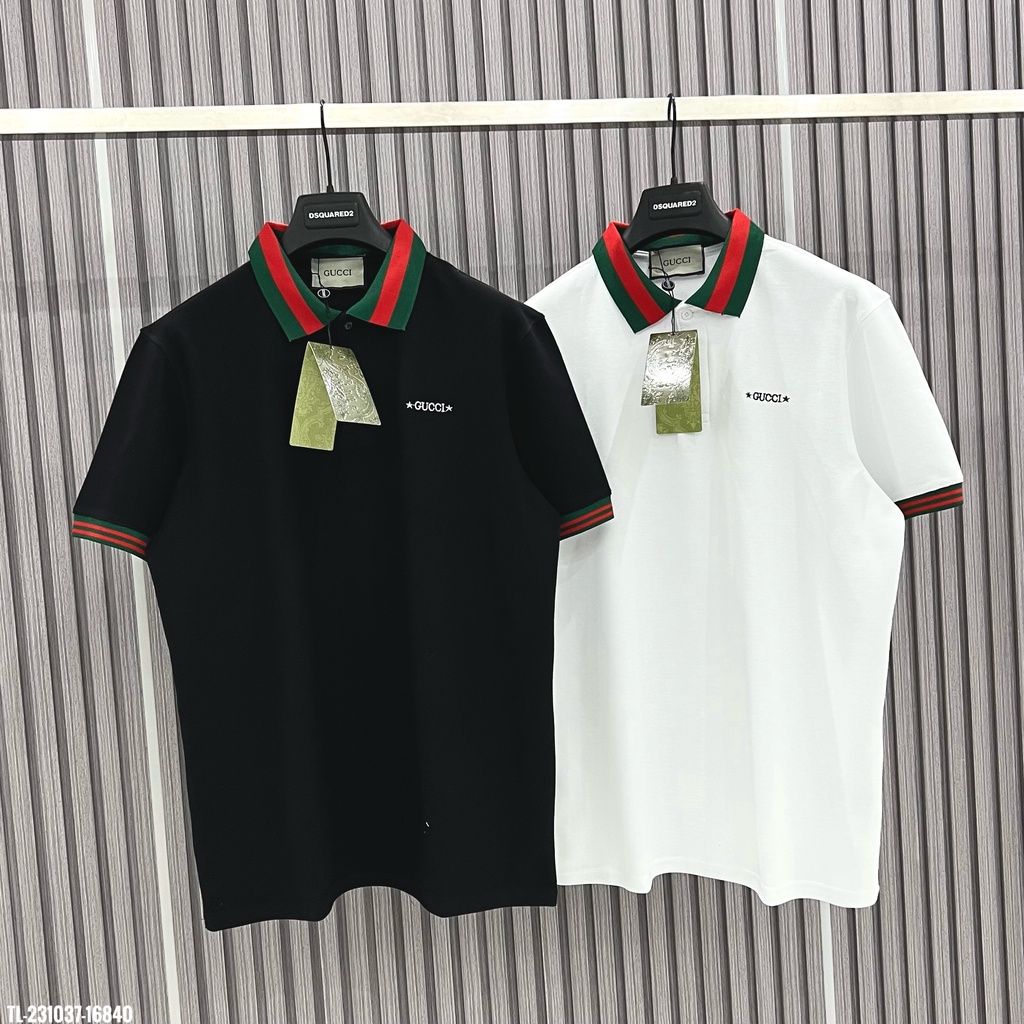 🔥Hot🔥Áo polo Gucci phối cổ thêu chữ thiết kế hot trend Nam nữ New 2023