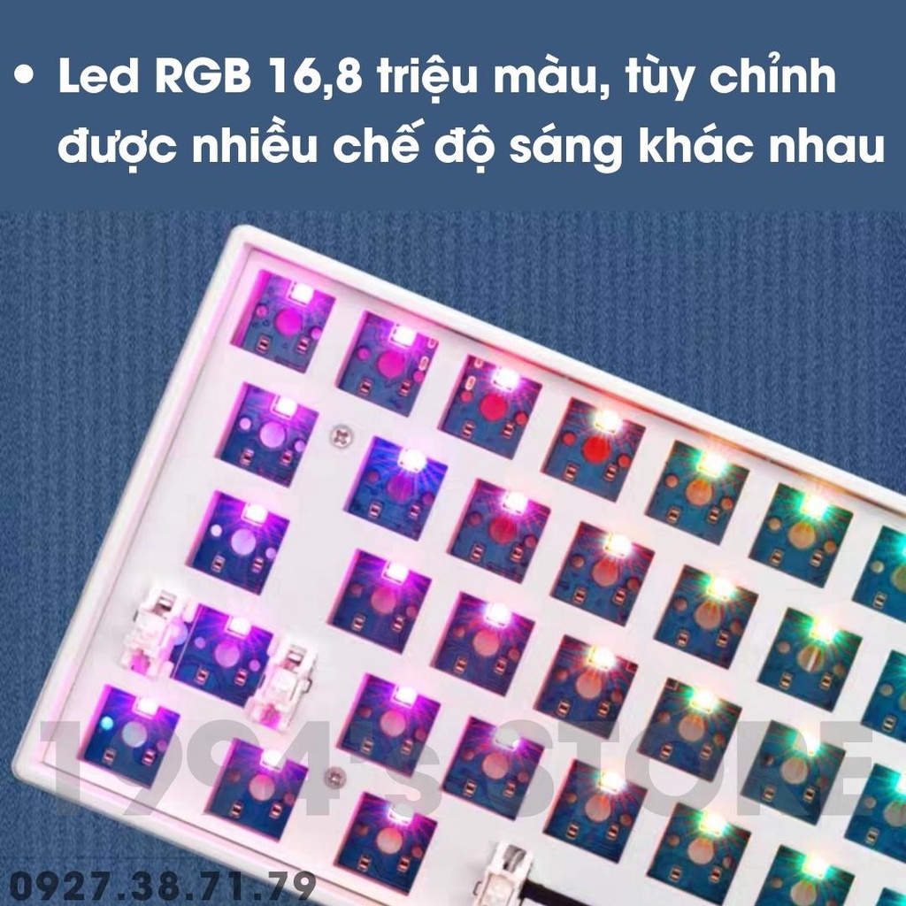 [SẴN] KIT Bàn phím cơ RK71 Led RGB - Đã LÓT FOAM sẵn - Bluetooth 5.1 | Wireless 2.4G | Dây Type C - Phần mềm Custom phím