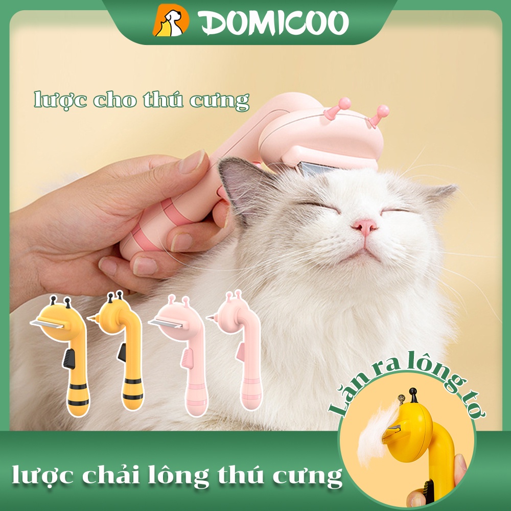 Domicoo bàn chải tắm cho chó bàn chải tắm Lược chải lông chó lược chải lông mèo có nút bấm cho thú cưng Lược chải lông chó mèo có nút bấm