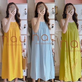 Đầm 2 dây cổ yếm suông rộng
