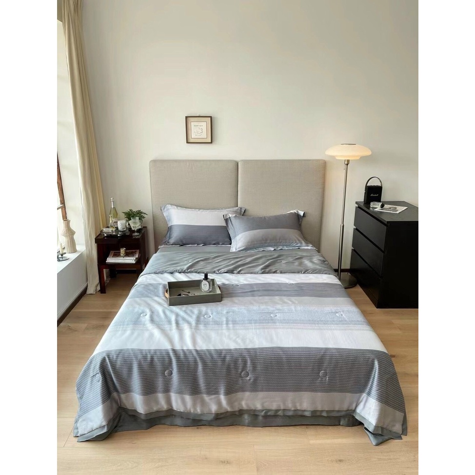 Bộ chăn ga gối nệm Lụa Tencel 60S chần bông VIE HOME - Bedding nhập khẩu nguyên hộp cao cấp và sang trọng M6/M8