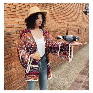 Cardigan voan họa tiết thổ cẩm phong cách boho - MS002