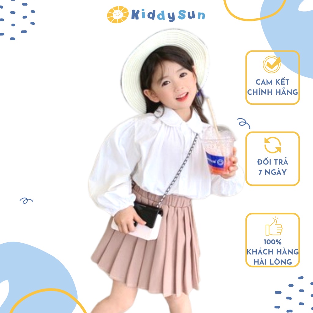 Set áo trắng chân váy xếp ly KIDDY SUN cao cấp cho trẻ em gái từ 2,3,4,5,6,7,8,9,10,11,12 tuổi [V309]