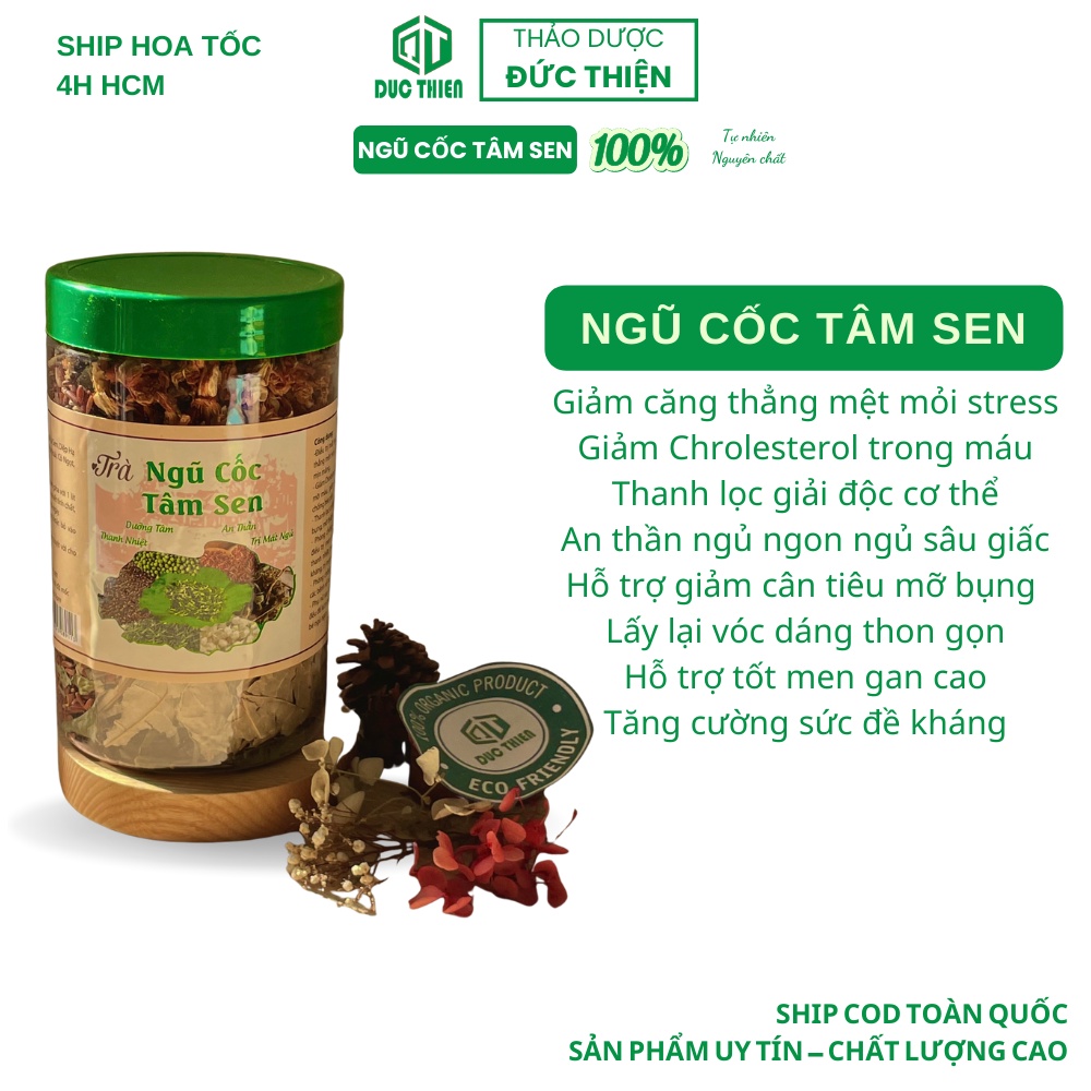 Trà Ngũ Cốc Tâm Sen Tim Sen Hỗ Trợ Người Bị Mất Ngủ Giúp An Thần Ngủ Ngon Giảm Cân Tiêu Mỡ Tốt Cho Sức Khỏe (Hủ 500g)