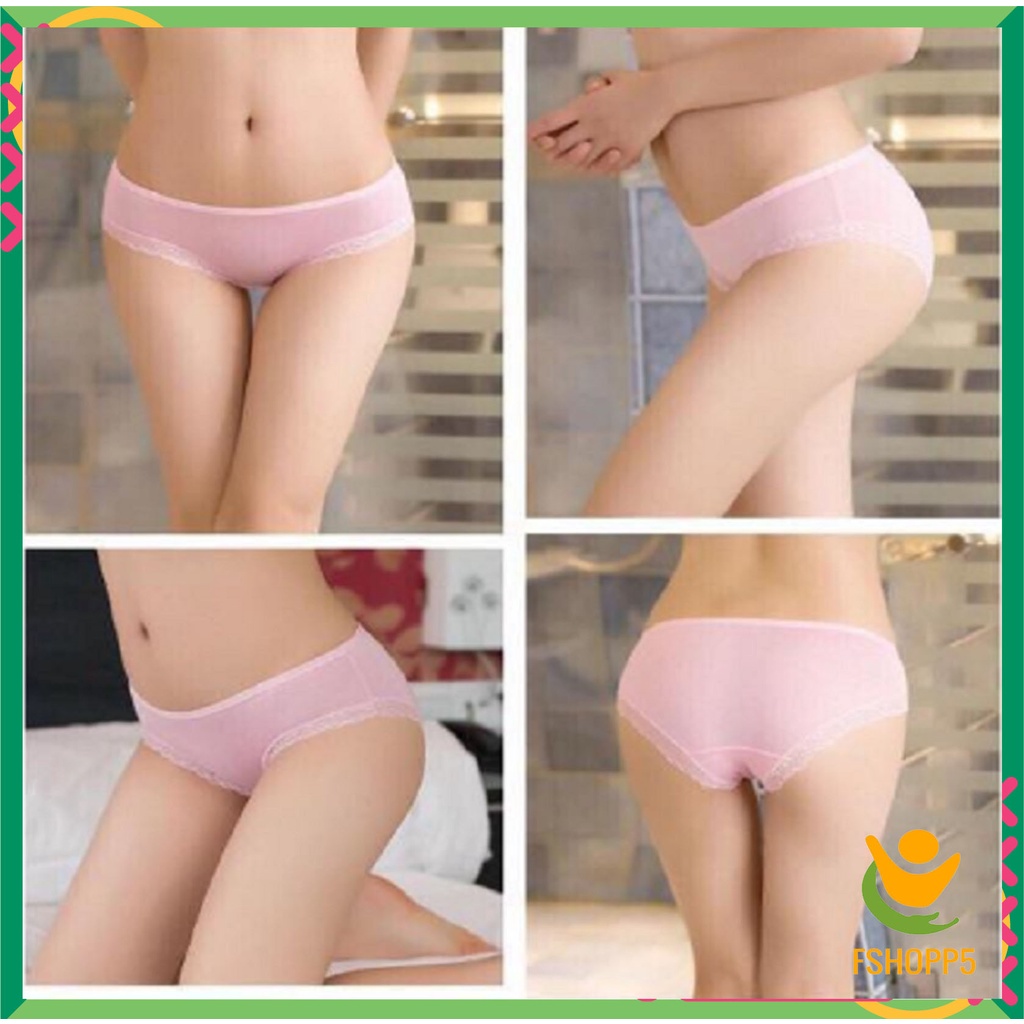 SET 3 Quần lót nữ Cotton cao cấp xuất nhật viền ren kháng khuẩn LOTNU15