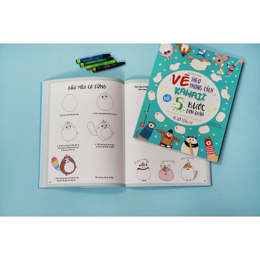 Sách - Vẽ theo phong cách Kawaii với 5 bước đơn giản - Thế giới động vật - Đinh Tị Books