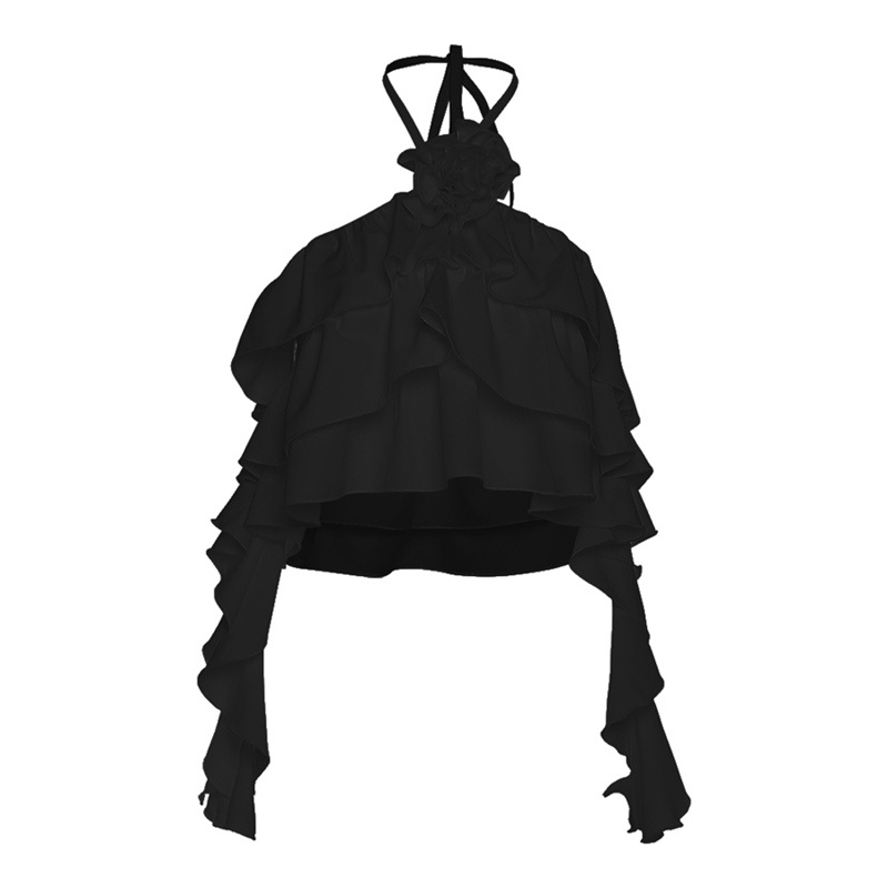 QADCOL Áo Hai Dây Ngắn In Hoa Phong Cách Pháp Thời Trang Cho Nữ