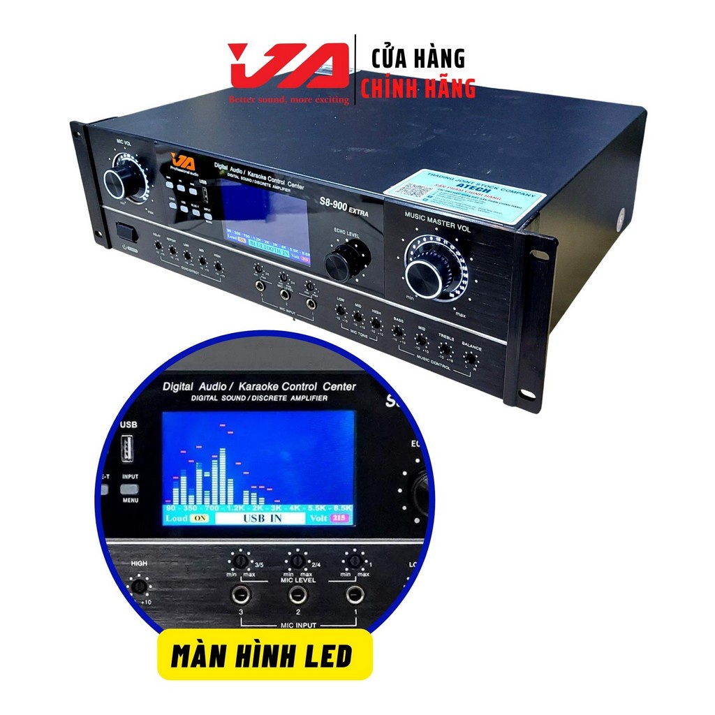 Đẩy Liền Vang JA S8-900 Extra Chính Hãng 2 Kênh 1600W-Nguồn Xuyến, Chống Hú, Bluetooth, Usb, Optical - JA Audio