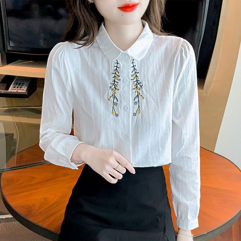 Áo Sơ Mi Cotton Thêu Họa Tiết Thời Trang Cho Nữ