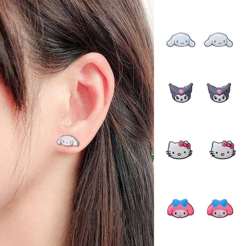 🍓Raspberry🍓 Khuyên tai / Bông Tai Hoạt Hình Cinnamoroll Dog Kitty Melody Kuromi Melody Kuromi Không Gây Dị Ứng