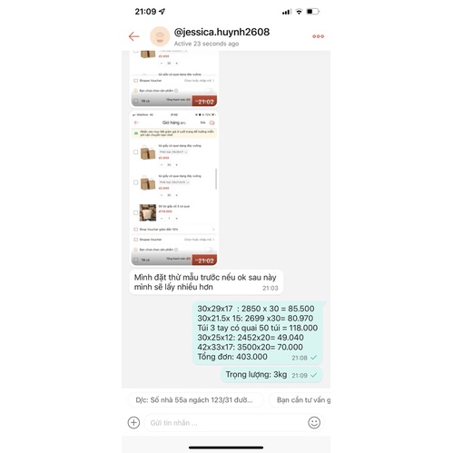 đơn gộp túi giấy