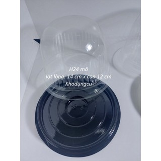 50-100 hộp h24 nắp cầu - mô - đựng bánh đế đen và trắng