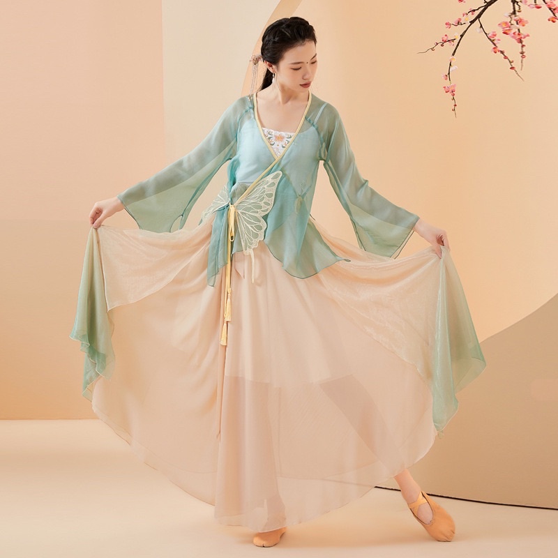 (HÀNG ĐẶT) Set múa cổ trang Điệp Hương váy 720 độ