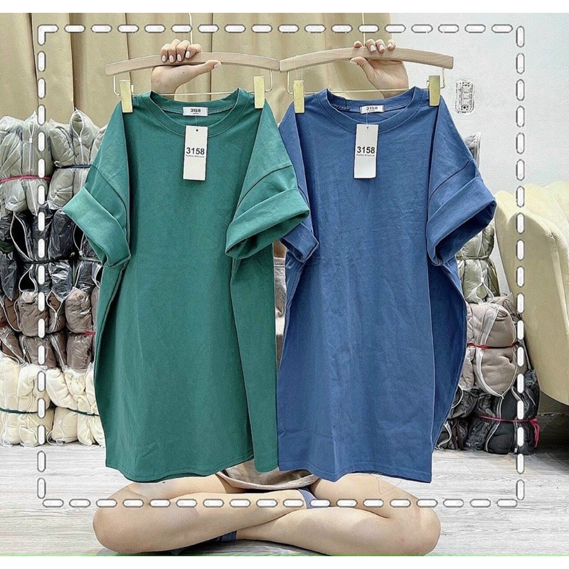 Áo Thun 3158 Trơn Phông Rộng Tay Ngắn Chất Cotton Khô Freesize 65kg 13 Màu