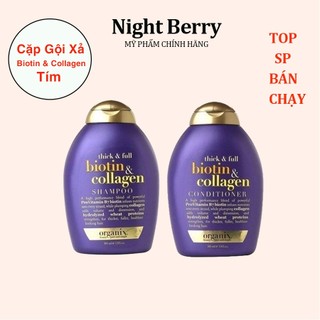 Dầu gội xả biotin & collagen ogx 385ml màu tím