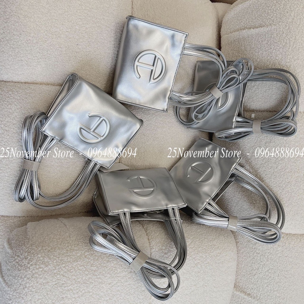 Túi xách T.e-l Fa-r màu Bạc size 19cm