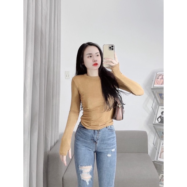 Áo nhung nhũ tay dài