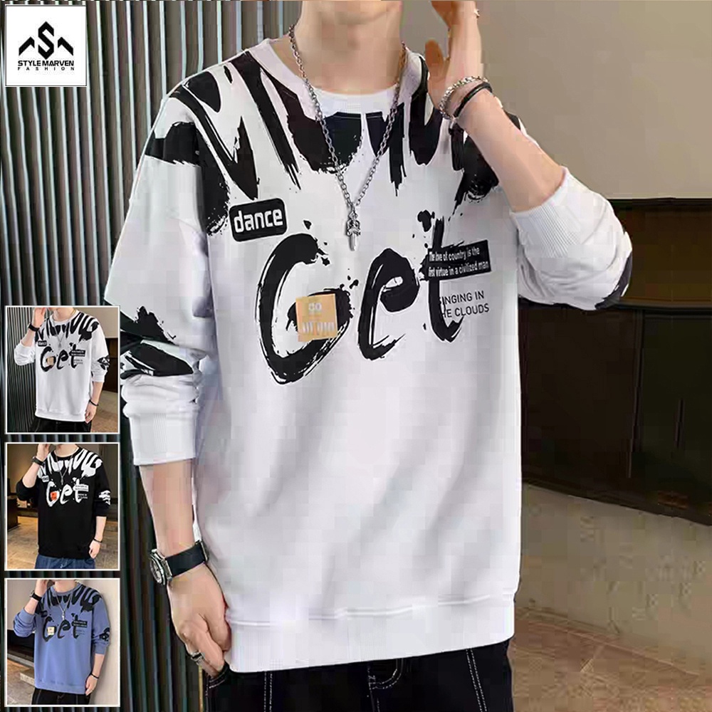 Áo sweater nam STYLE MARVEN áo thun nam dài tay cổ tròn in chữ Get - AO TOP NAM 193