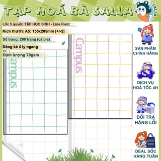 Lốc 5 quyển Tập học sinh LINE FIELD 200 trang khổ A5 - Campus
