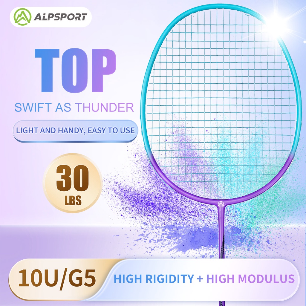 Vợt Cầu Lông 10U 52 ± 2g Tối Đa 30Lbs 100% Sợi Carbon Siêu Nhẹ