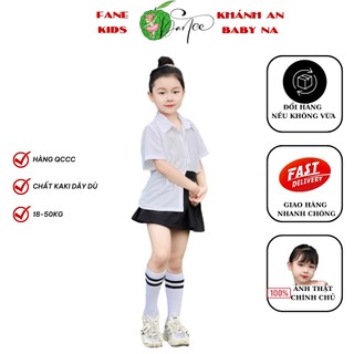 Set áo váy sơ mi đồng phục học sinh phong cách hàn quốc, bộ nữ sinh cho bé gái đi học hàng thiết kế độc quyền fanekids