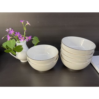 Bộ bát cơm sứ minh châu viền vàng 12k