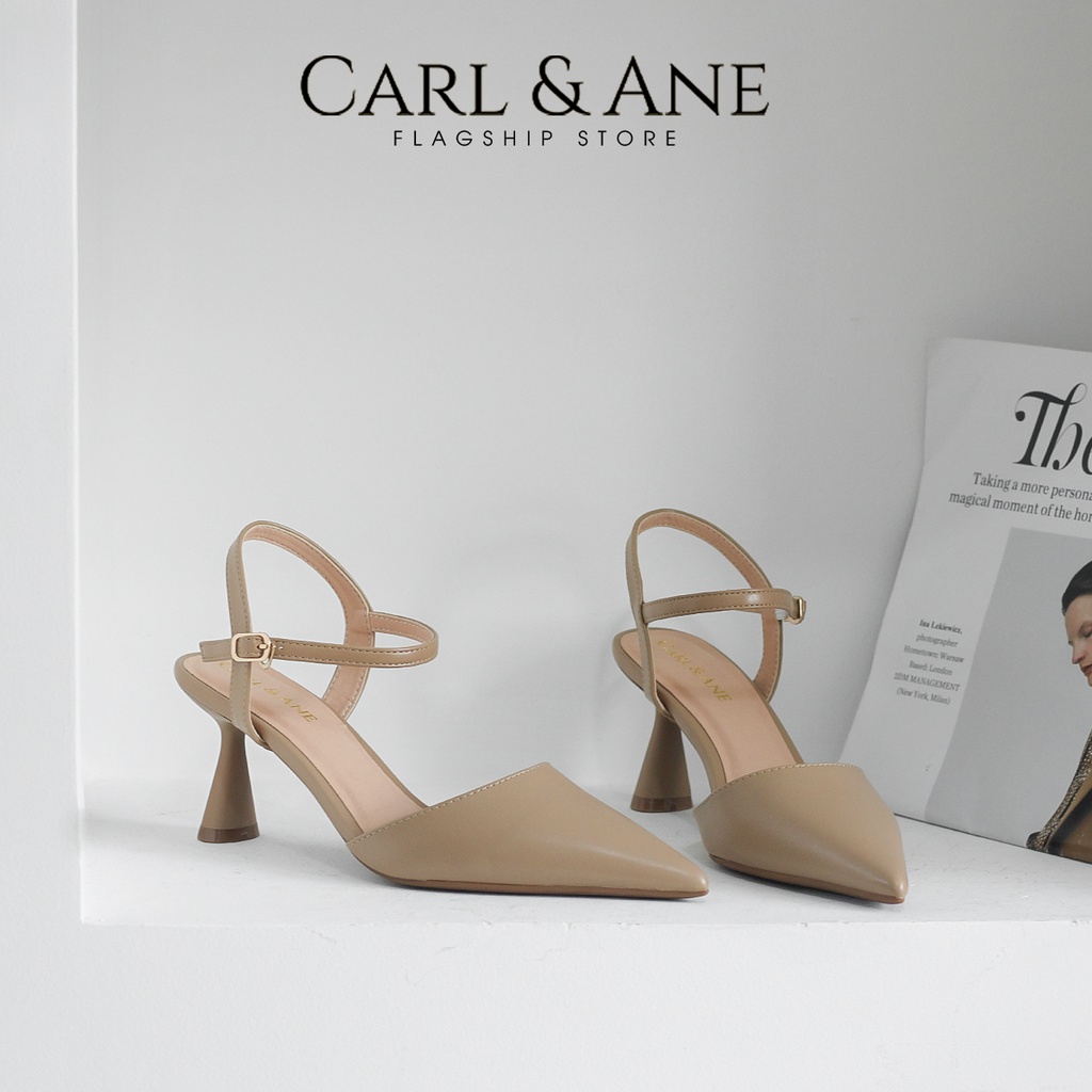 Carl & Ane - Giày cao gót nữ mũi nhọn phong cách thanh lịch cao 7cm màu kem - CL039