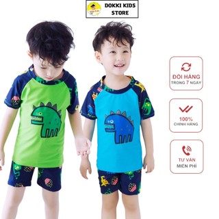 Đồ bơi dokki kids cho bé trai 2-10 tuổi họa tiết khủng long kèm mũ bơi