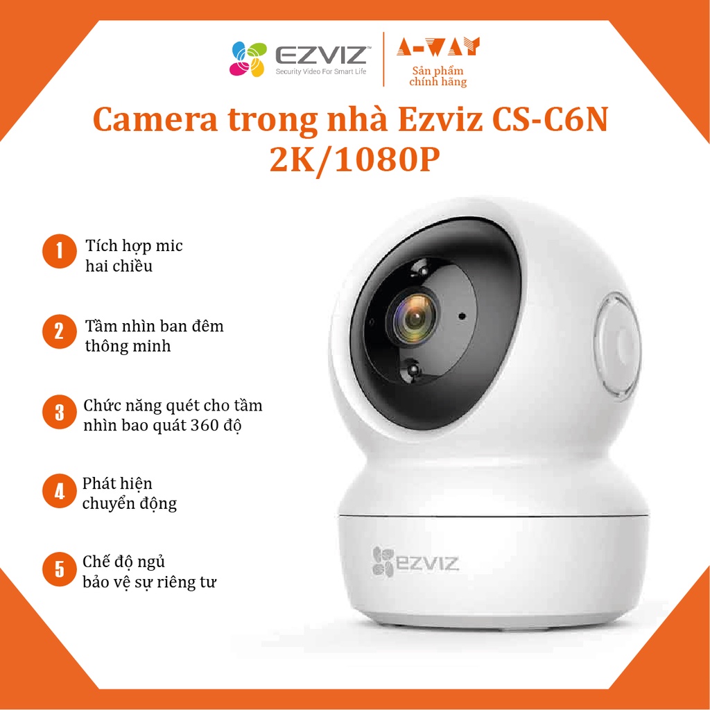 Camera Ezviz CS-C6N 2K 1080P Camera WiFi quay quét thông minh chính hãng giá rẻ