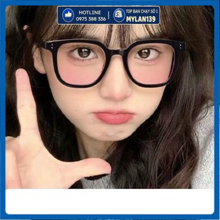 Kính, kiếng mắt nữ hai màu trong suốt gọng đen, kính mát hai chấm tạo hiệu ứng m á hồng dễ thương