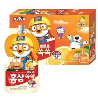 Hộp 10 Túi Nước Hồng Sâm Trẻ Em Pororo Paldo ( Vị Cam)