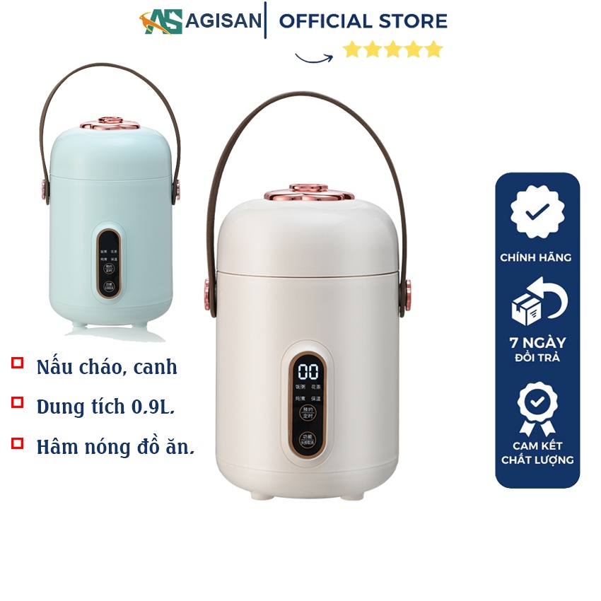 Ấm điện đa năng thông minh dung tích 0.9 lít dễ dàng chưng yến nấu cháo mang đi tiện lợi AGISAN AD03