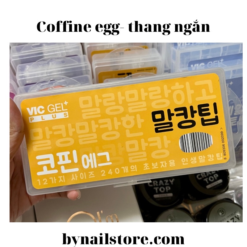 Móng up dẻo, mỏng, up được bằng base gel Hàn Quốc form coffine egg (12size 240 móng)