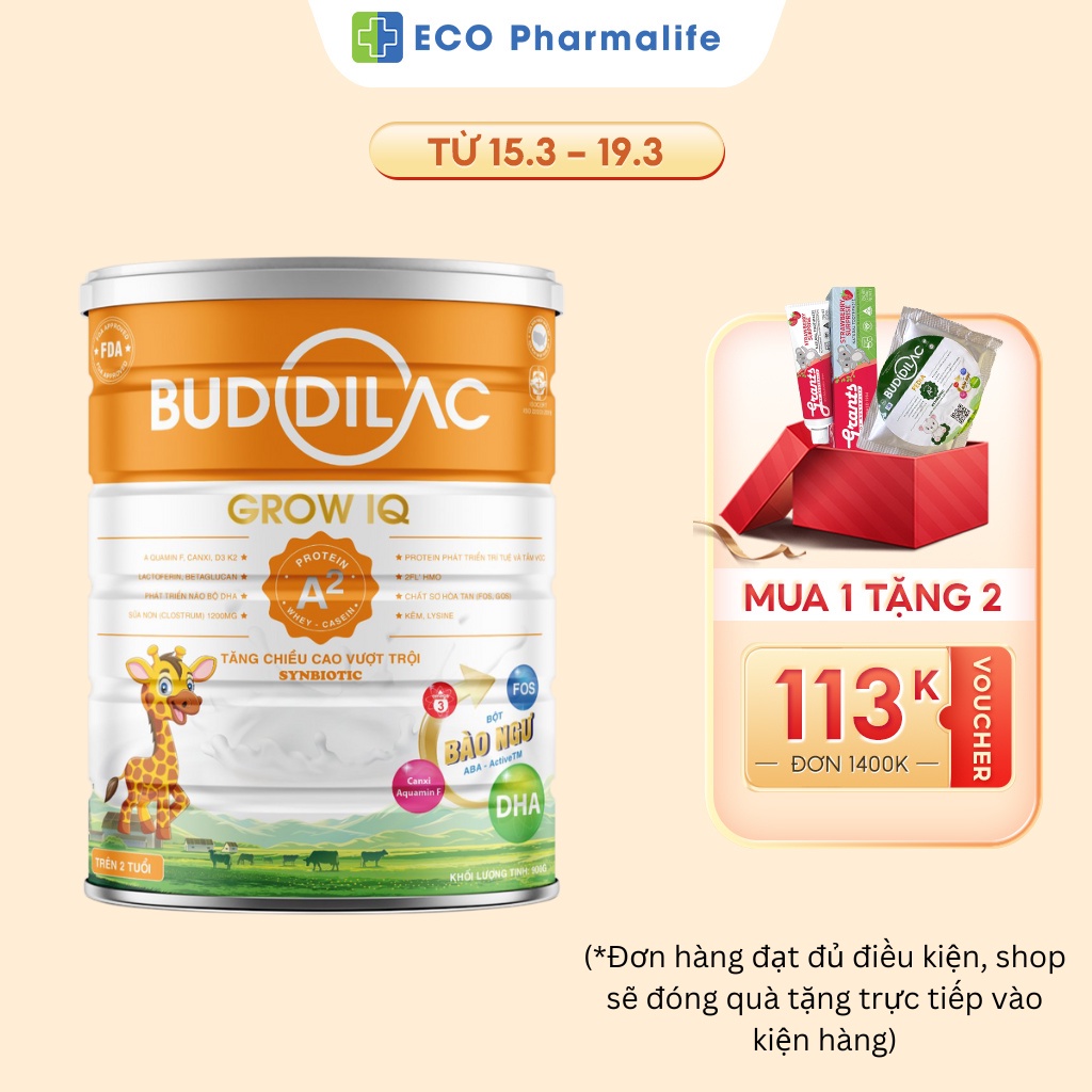 Sữa Bột Cho Bé BUDDILAC IQ Hộp 900g/ 400g Hỗ Trợ Phát Triển Trí Não Và Chiều Cao, Bổ Sung Vitamin Tăng Sức Đề Kháng