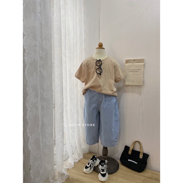 Quần jean suông lửng cho bé