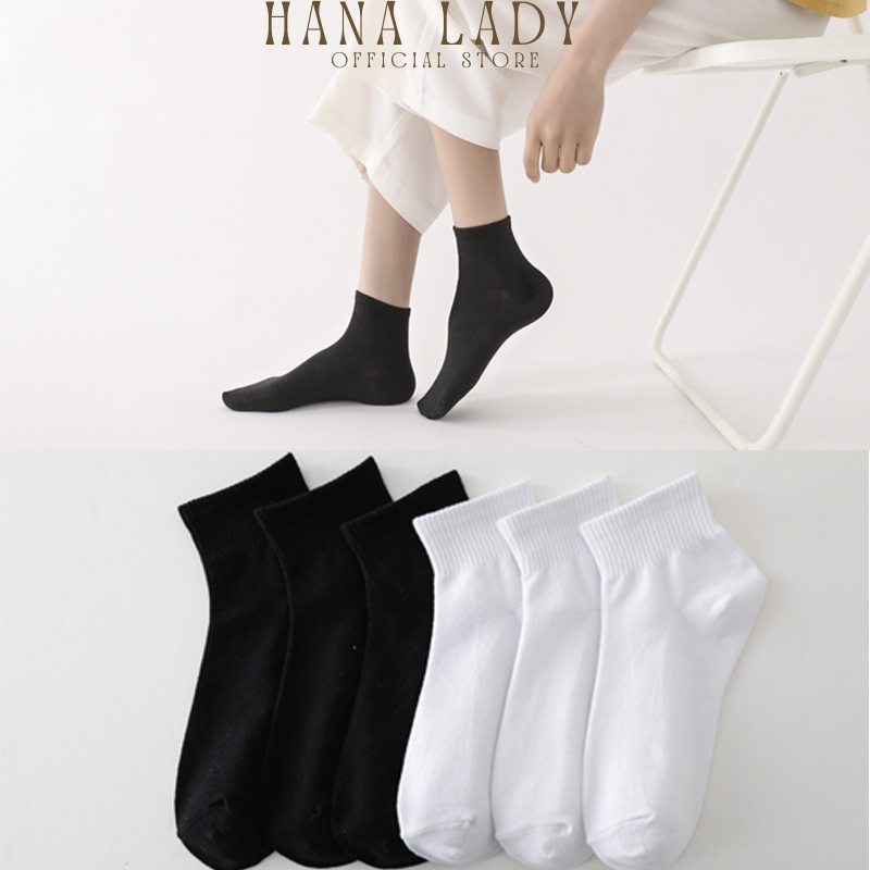 Tất chân trơn unisex phong cách Hàn Quốc chất liệu cotton thông hơi thoáng khí Hanaladystore T024