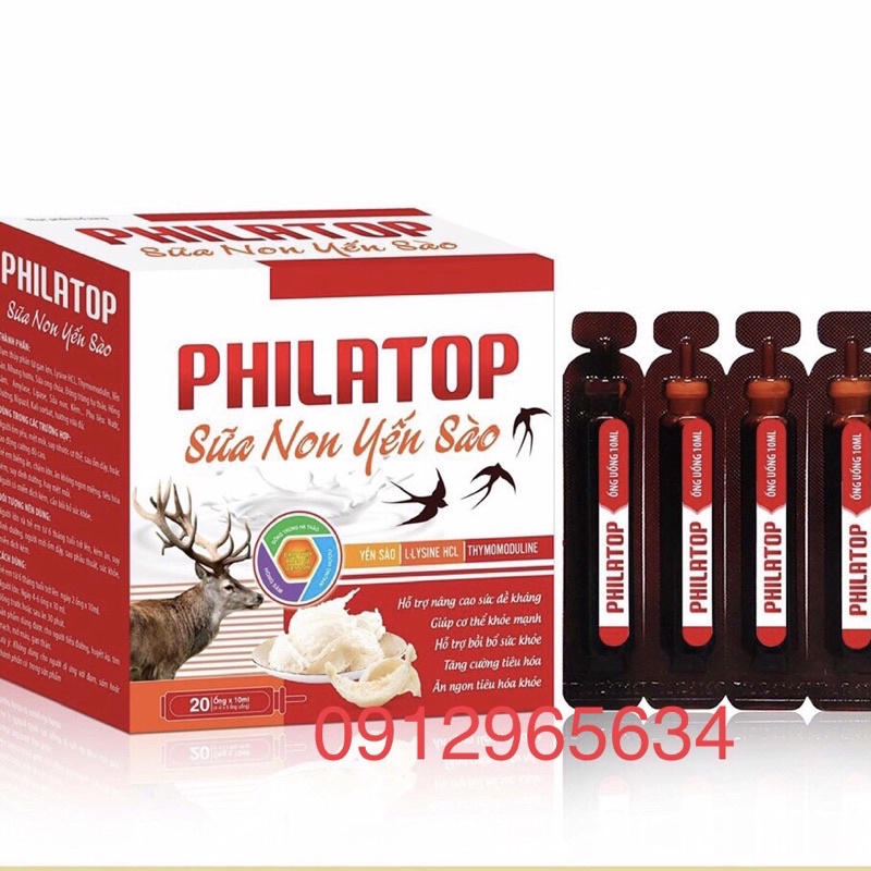 Philatop sữa non yến sào giúp tăng đề kháng sức khoẻ cho trẻ nhỏ và người già cần phục hồi ăn ngủ ngon chính hãng 20 ống