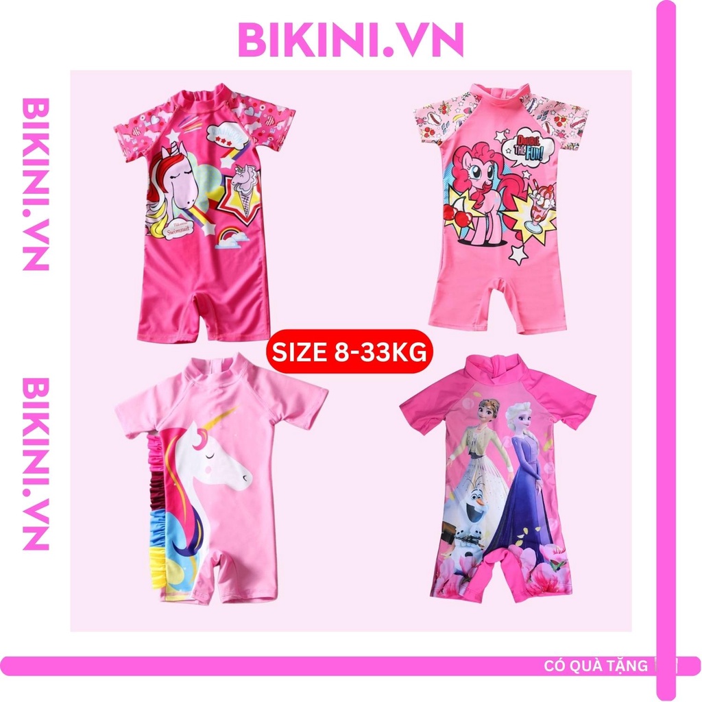 Đồ bơi trẻ em ,Bộ đồ bơi LIỀN THÂN NGỰA PONY hồng cao cấp chất LYCRA Hàn BIKINI.VN