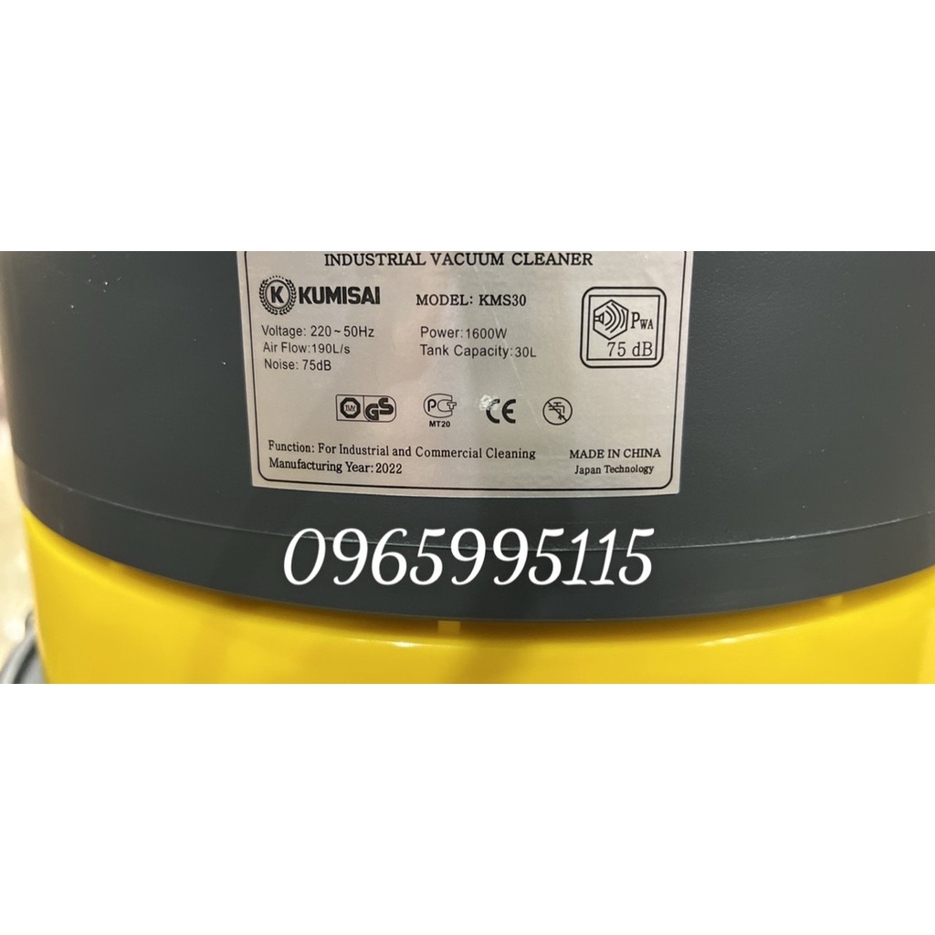 Máy hút bụi KUMISAI 30L 1600W