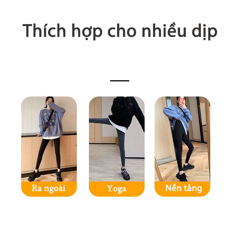 Quần Legging Thể Thao Lưng Cao Ôm Dáng Co Giãn Tốt Màu Đen Thời Trang Xuân Thu Cho Nữ