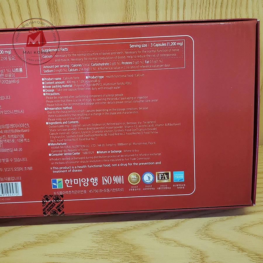 Viên uống bổ sung Canxi Hanmi Hàn Quốc chính hãng hộp đỏ 120 viên