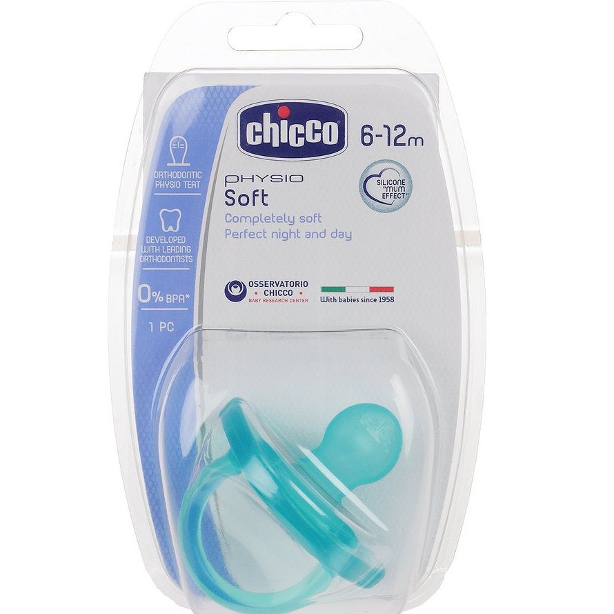 Ti ngậm Chicco Silicon Physio Soft xanh ngọc 6-12M