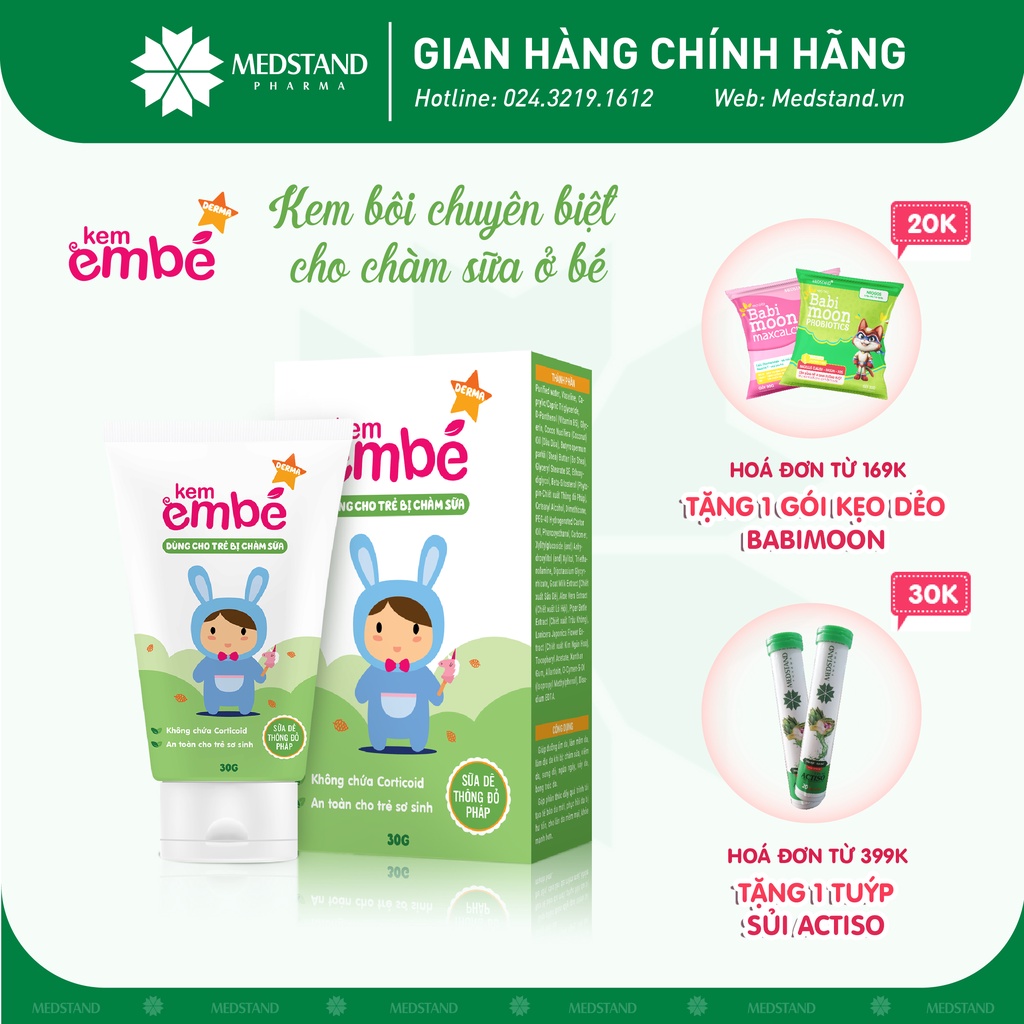 Kem Em Bé Derma - Kem bôi da thảo dược chàm sữa cho bé, làm dịu da sưng, đỏ, ngứa, bong tróc MEDSTAND (Tuýp 30g)