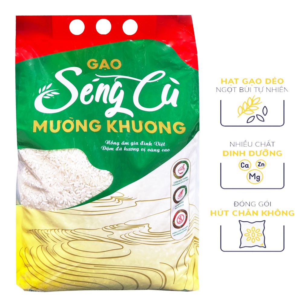 Gạo Séng Cù Mường Khương trắng túi 5Kg - Gạo cực dẻo và ngon, thơm tự nhiên - Giá Sỉ, Date mới