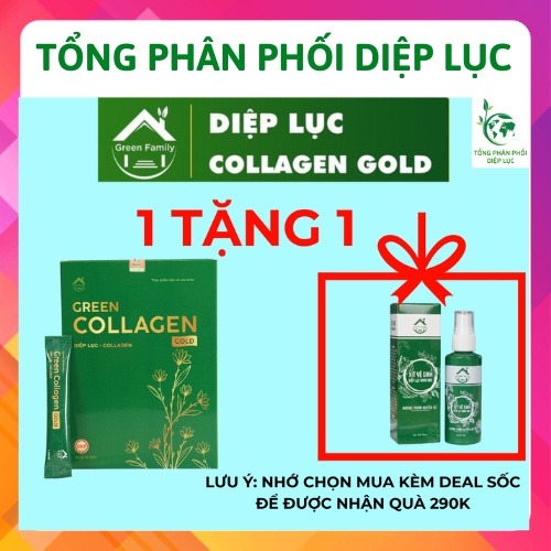 Diệp Lục Collagen Gold Green Family Development Hỗ trợ Đẹp Da, Giảm Mụn Nám Tàn Nhang - Phù hợp nam lẫn nữ - Hộp 30 gói