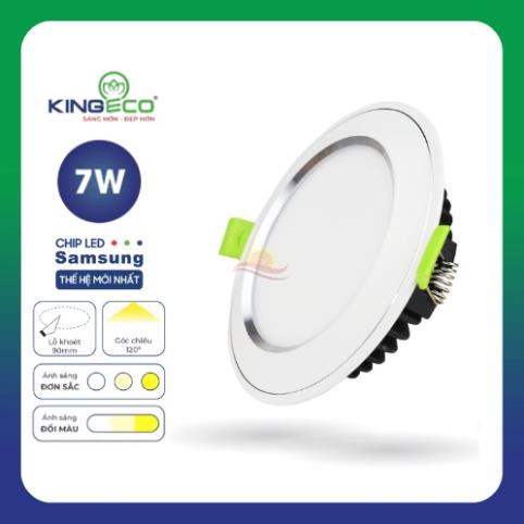 Đèn led trang trí downlight âm trần KINGLED Viền Bạc Viền Vàng mặt cong 7w 9w