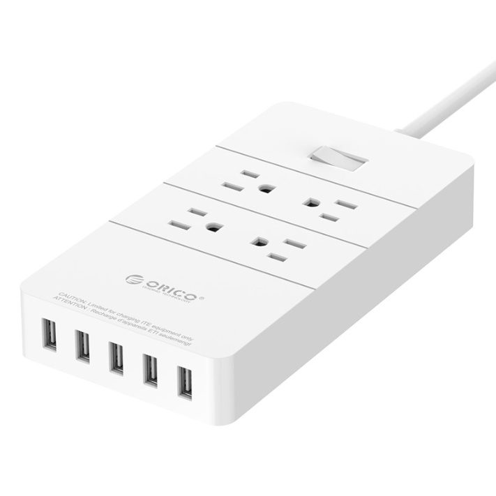 ORICO Ổ Cắm Điện Kiểu Mỹ Gồm 4 Lỗ Cắm Điện AC Và 5 Cổng USB 5V/2.4A Tiện Lợi Cho Gia Đình Và Văn Phòng- Hàng Chính Hãng
