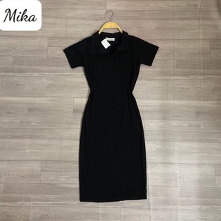Váy polo trơn cổ bẻ