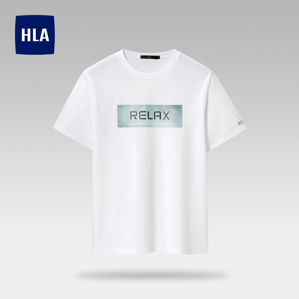 HLA - Áo thun nam ngắn tay cotton thoáng khí cao cấp Delicate printing RELAX pattern cotton T-shirt